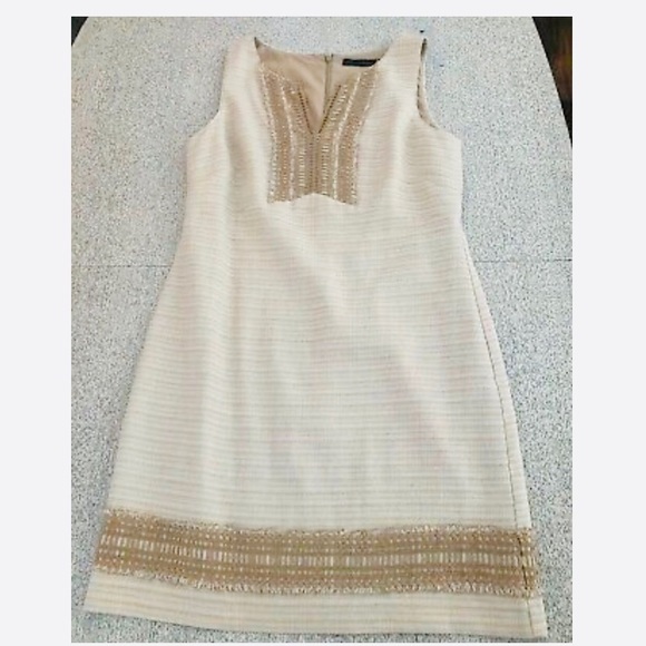 White House black market cream and burlap dress - Picture 4 of 4